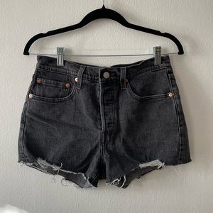 Levi 501 black high waisted shorts